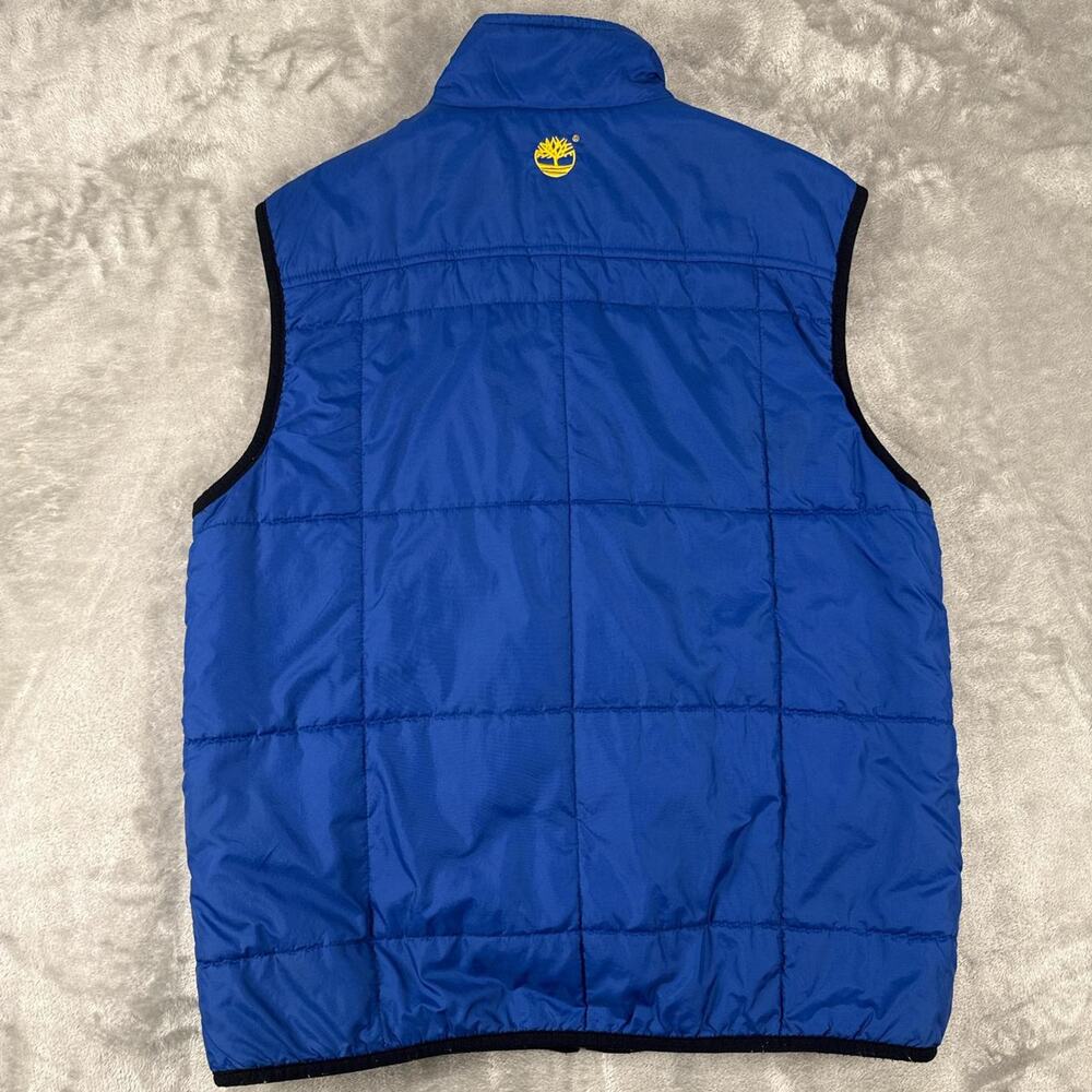 Vintage y2k timberland weather gear blue gold embroidered gilet vest - Picture 6 of 8